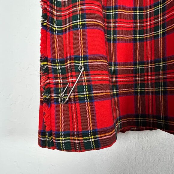 Vintage The Scotch House Women Red Tartan Plaid Wool Kilt Skirt Size 14 Scotland - Picture 3 of 8